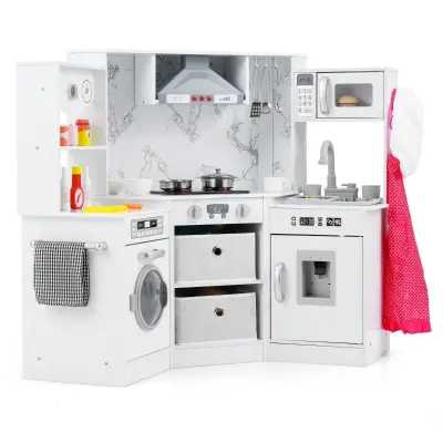 Otroška lesena kuhinja z dodatki Igralna kuhinja bela