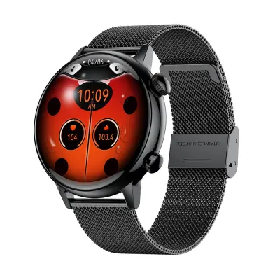 Črna pametna ura iz nerjavečega jekla z Bluetooth klicem in spremljanjem zdravja