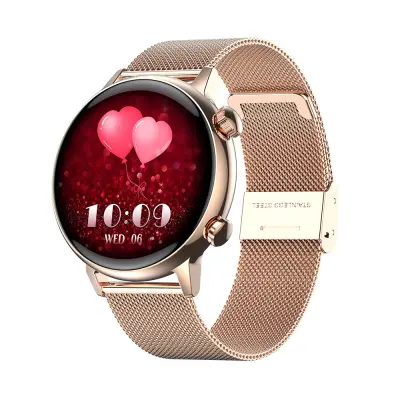 Pametna ura Rose Gold z jeklenim paščkom - Bluetooth klici, NFC plačila