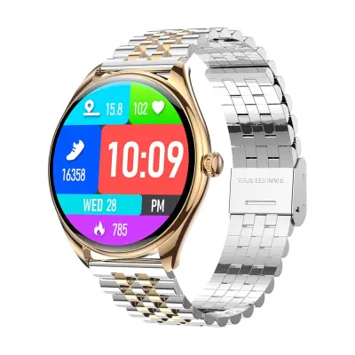 Pametna ura Rose Gold s srebrnim in zlatim kovinskim paščkom - Bluetooth klic