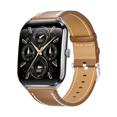 Pametna Ura Vesoljsko Siva Številčnica z Rjavim PU Usnjenim Paščkom - Sledenje Zdravju