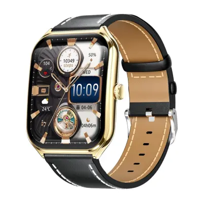 Pametna ura Titanium Gold z usnjenim paščkom - sledenje zdravju in telesni pripravljenosti