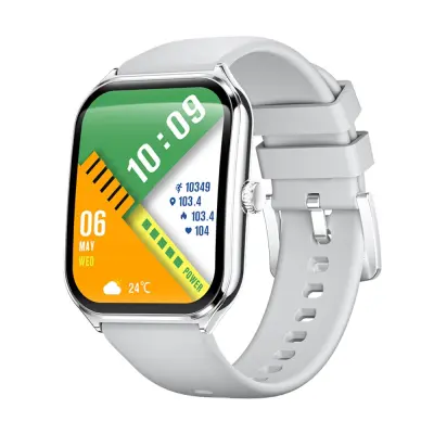 Srebrna pametna ura s sivim silikonskim paščkom - sledilnik zdravja in telesne pripravljenosti