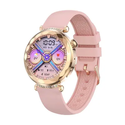 Pametna ura Rose Gold z roza silikonskim paščkom - Bluetooth, NFC in sledenje telesni pripravljenosti