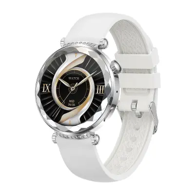 Pametna ura s srebrno številčnico in sivim silikonskim paščkom - Bluetooth klic