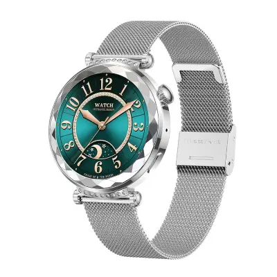 Srebrna pametna ura z nerjavečim jeklenim pasom - Bluetooth klic in spremljanje zdravja