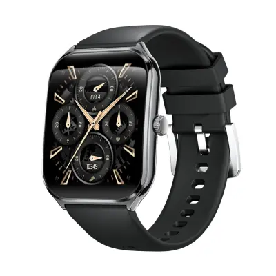 Pametna ura Space Gray s črnim silikonskim paščkom - sledenje zdravju in telesni pripravljenosti