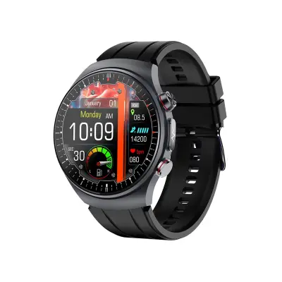 AMOLED ECG Pametna Ura - Črn Silikonski Pas, Napredno Spremljanje Zdravja