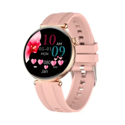 Pametna ura Rose Gold z roza silikonskim paščkom - sledilnik zdravja in telesne pripravljenosti AI