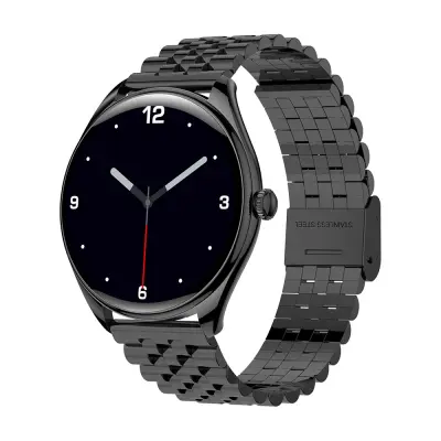 Črna pametna ura s kovinskim paščkom - Bluetooth klic in spremljanje zdravja