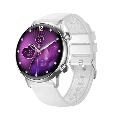 Srebrna pametna ura s sivim silikonskim paščkom - Bluetooth, NFC in zdravje