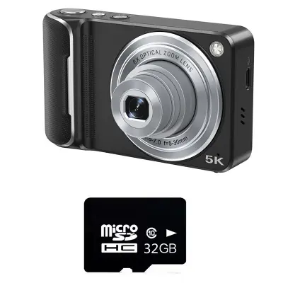 Digitalni fotoaparat s 6x optičnim zoomom in 32 GB TF kartico Black