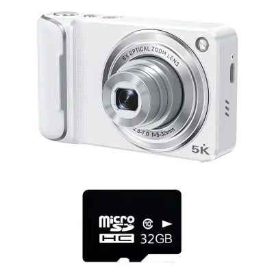 Digitalni fotoaparat s 6x optičnim zoomom in 32 GB TF kartico White