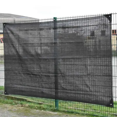 Zaščitna mreža za gradbišče 1,80x3,45 m HDPE črna, UV-stabilna, ojačan rob, aluminijasta ušesa