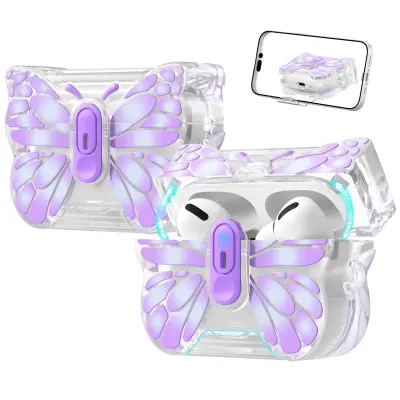 Kompatibilno ohišje Butterfly TPU za Apple AirPods 4 - odporen na praske Purple