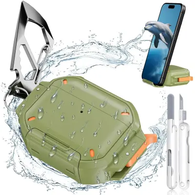 TPU Zaščitno Ohišje s Čistilnim Peresom Združljivo z Apple AirPods Pro 3 Green