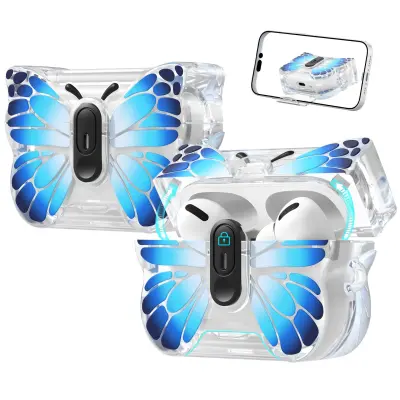 Kompatibilno ohišje Butterfly TPU za Apple AirPods 4 - odporen na praske Blue
