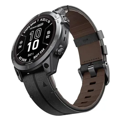 Združljiv 26 mm usnjen pašček za uro Garmin Fenix 8 51mm/7X/6X/5X - Hitra sprostitev Black