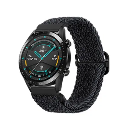 Združljiv pleten najlonski pašček za uro Huawei GT5 Pro/Buds Black 20 mm