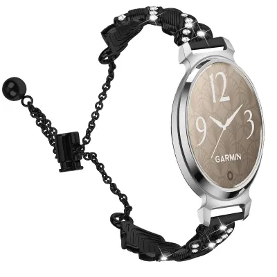 Združljiva zapestnica Garmin Lily 2 Heart Diamond - elegantna polovična zapestnica iz cinkove zlitine Black