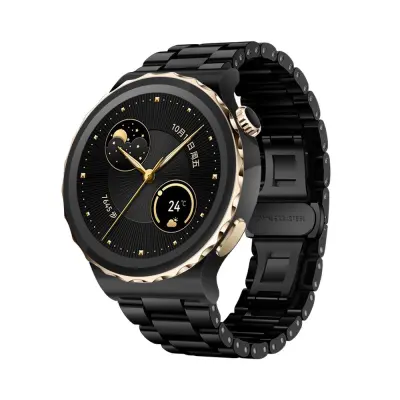 Združljiv s Huawei GT4/Buds Pro keramični in nerjaveči jekleni pašček - metuljasta zaponka Black 22 mm