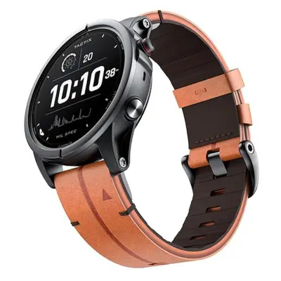 Združljiv 22mm usnjen pašček za uro s hitro sprostitvijo za Garmin Fenix Brown