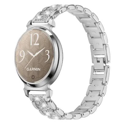 Eleganten srebrn jeklen pašček za uro z diamanti, združljiv z Garmin Lily 2