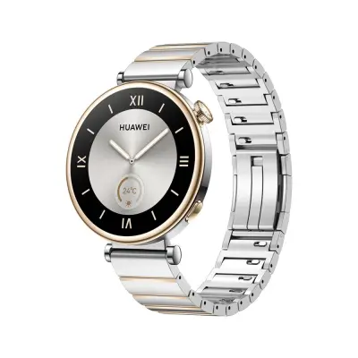 Združljiv s Huawei GT5 18 mm pašček za uro iz nerjavečega jekla - hitra sprostitev silver+gold