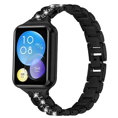 Eleganten diamantni jekleni pašček za uro, združljiv z Xiaomi 8 Pro Black