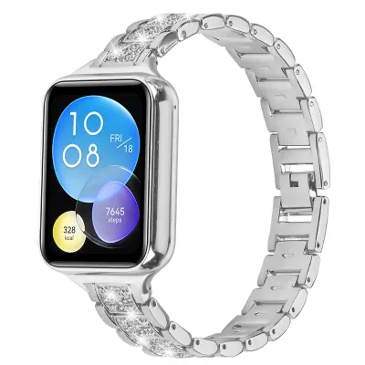 Eleganten diamantni jekleni pašček za uro, združljiv z Xiaomi 8 Pro Silver