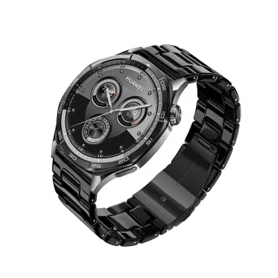 Združljiv smolni in nerjaveče jekleni pašček za uro Huawei GT5 Pro - Črn  22 mm