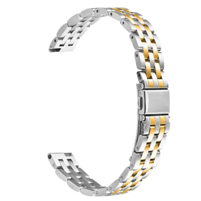 Eleganten pašček za uro iz nerjavečega jekla s petimi perlami, združljiv z Garmin Lily 2 silver+gold