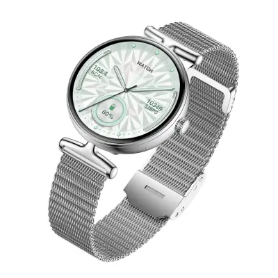 Srebrna večnamenska pametna ura z zaslonom AMOLED in Bluetooth klicem Silver