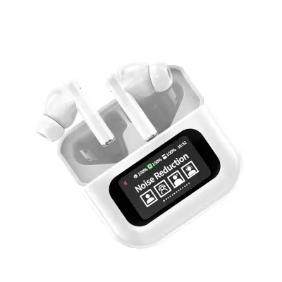 Bele Bluetooth slušalke z ANC, LCD zaslonom na dotik in dolgo življenjsko dobo baterije