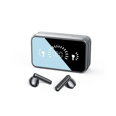 Brezžične Bluetooth 5.3 slušalke Black Mirror z NFC, HiFi zvokom in digitalnim zaslonom