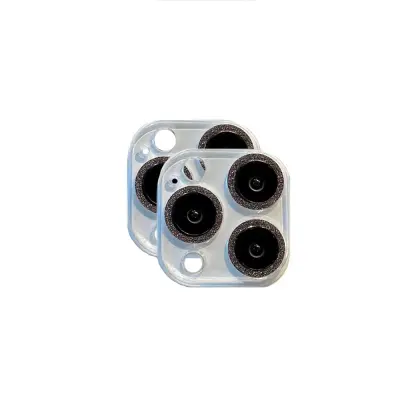 Združljiv z iPhone 16 Pro Max 2-Pack Bleščeč Integriran Zaščitnik Objektiva Kamere (Črn)