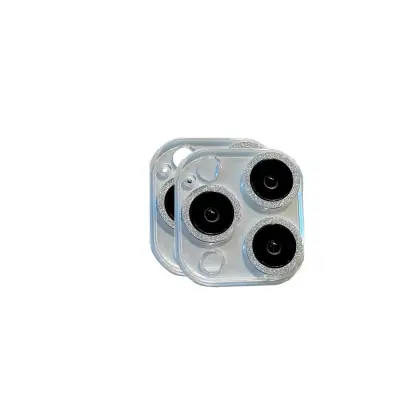 Kompatibilen z iPhone 16 - 2-Pack Bleščeč Integriran Ščitnik Objektiva (Srebrn)