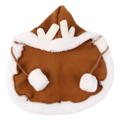 Božični kostum za hišne ljubljenčke: Plišast plašč z rogovi za praznične zabave  M