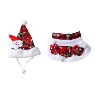 Božični kostum za hišne ljubljenčke: Božičkova obleka s šalom in kapo  L