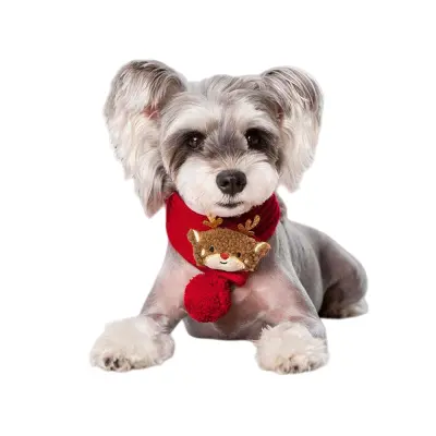 Rdeč naglavni šal za hišne ljubljenčke - pleten, mehak in zračen božični ovratnik za mačke in majhne pse  L