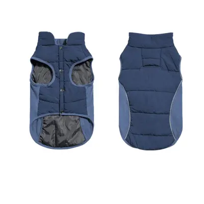 Navy Blue Pet Vest z gumbi - Vodoodporna, vetrovna in topla zimska jakna za pse  L