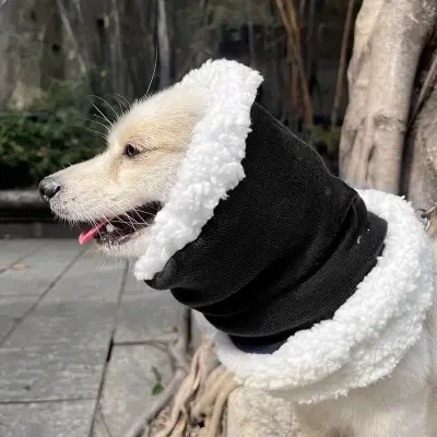 Zimske odebeljene ušesne blazinice za hišne živali proti zmrzovanju, dvoslojne Black S