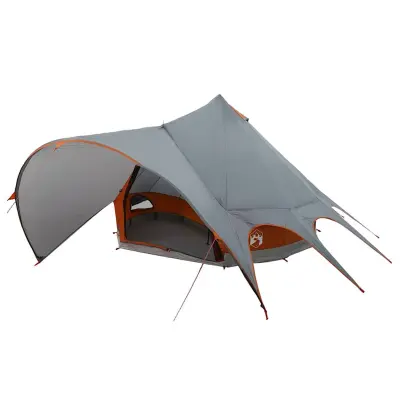 vidaXL Teepee šotor s streho Siva in oranžna 600 x 600 x 347 cm