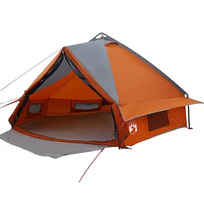 vidaXL Teepee šotor s streho Siva in oranžna 490 x 410 x 210 cm