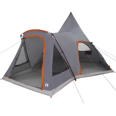 vidaXL Teepee šotor s streho Siva in oranžna 545 x 450 x 295 cm