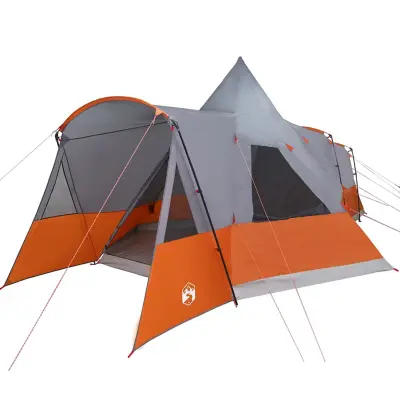 vidaXL Teepee šotor s streho Siva in oranžna 720 x 465 x 295 cm