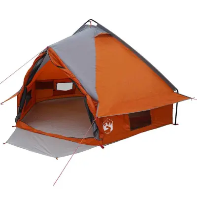 vidaXL Teepee šotor s streho Siva in oranžna 490 x 410 x 210 cm