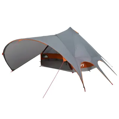 vidaXL Teepee šotor s streho Siva in oranžna 600 x 600 x 347 cm