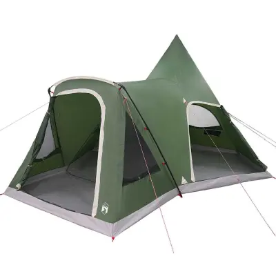 vidaXL Teepee šotor s streho s shranjevanjem Zelena 545 x 450 x 295 cm