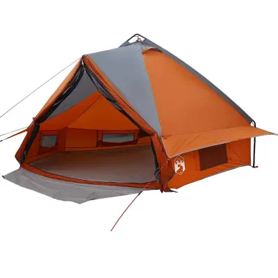 vidaXL Teepee šotor s streho Siva in oranžna 490 x 410 x 210 cm